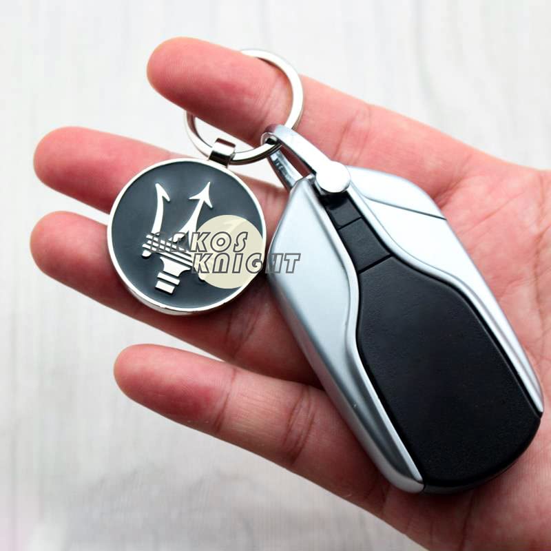 ARKOSKNIGHT Creative Car Logo Keychain for Car 3D Chrome Metal Alloy Key Chain Gifts for Women and Men Keyring Universal Size(Meserati Black) - Image 3